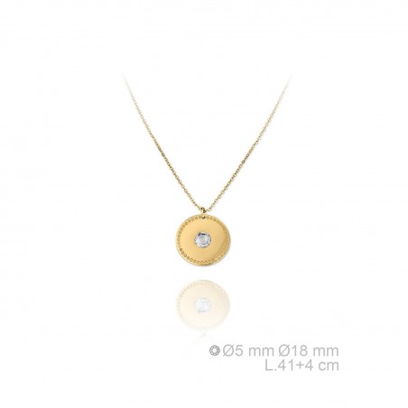 Gargantilla Círculo Zir. Blanca Dorada