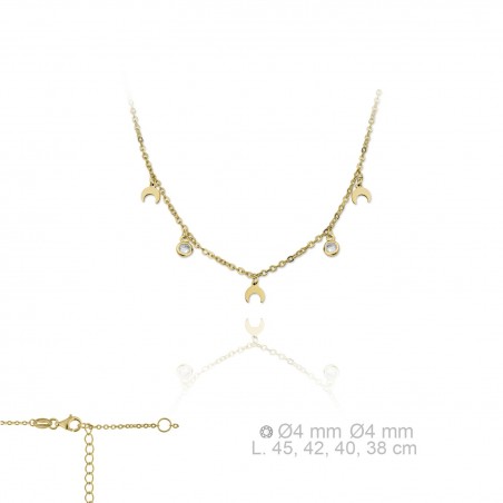 Gargantilha em Prata Esterlina e Zircões (Madrepérola)