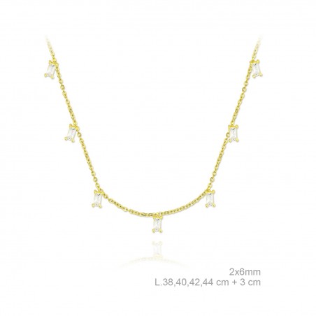 Gargantilha em Prata Esterlina e Zircões (Madrepérola)