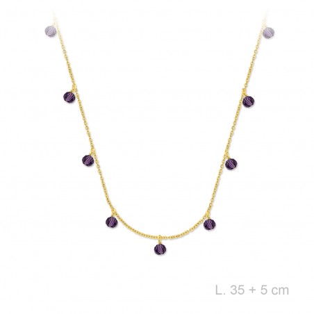 Gargantilla Choker Bolitas Moradas Dorada