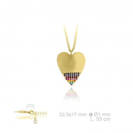 Gargantilla corazon chapa multi color
