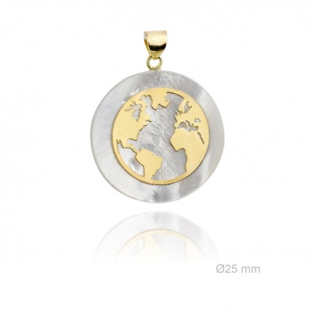 Colgante Mundo  Nacar Chapado