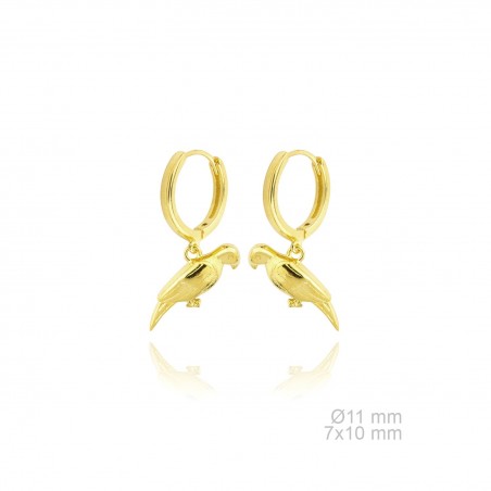 Pendientes Aro ANIMALS Loro Dorado
