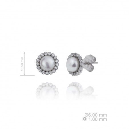 Pendientes perla y zirconitas engastadas novia