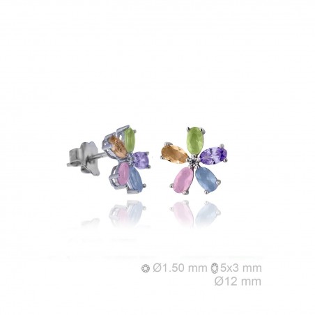 Pendientes de Plata de Ley y circonita