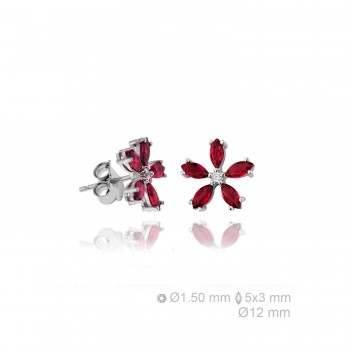Pendientes Flor Circ Roja