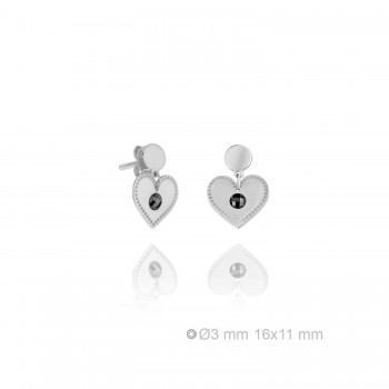 Pendientes Corazón Zir. Negra 