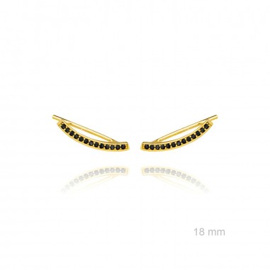 Pendiente Trepador Zirc. Negra Dorado