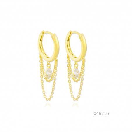 Pendiente de Plata de Ley chapado en oro con zirconitas 