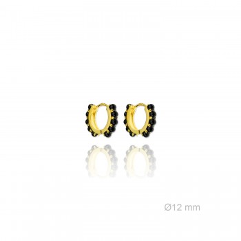 Aritos Soho Perla Negra Dorado