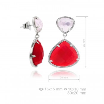 Pendientes circ Rosa/rojo