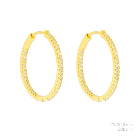 Brincos de Prata Esterlina e Zircônia | Ø28mm