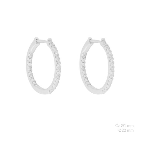 Silver Earrings with Cubir Zirconium | Ø22mm