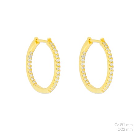 Brincos de Prata Esterlina e Zircônia | Ø22mm