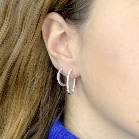 Silver Earrings with Cubir Zirconium | Ø22mm