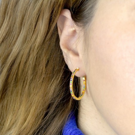 Silver Earrings with Cubir Zirconium | Ø28mm