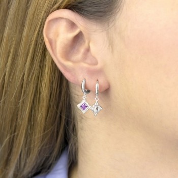 Silver Earrings with Cubir... 2