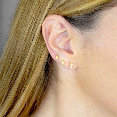 Pendiente de Plata de Ley Chapada en Oro con Zirconitas 