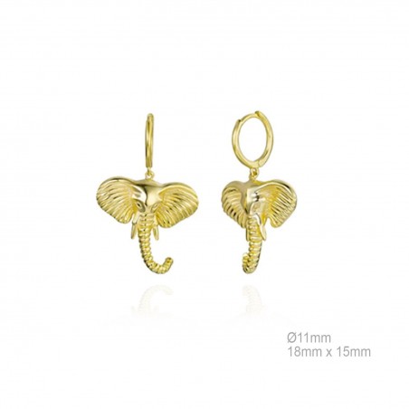 Pendientes Aro Dorado 11mm Elefante
