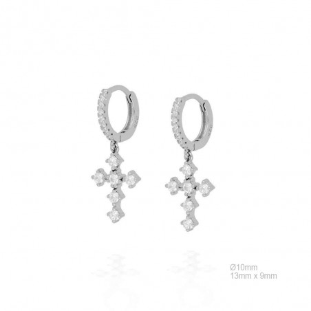 Pendientes Aro Cruz Cir. Blanca