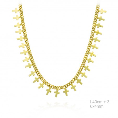 Gargantilla Barbada Dorada Multi-Cruces