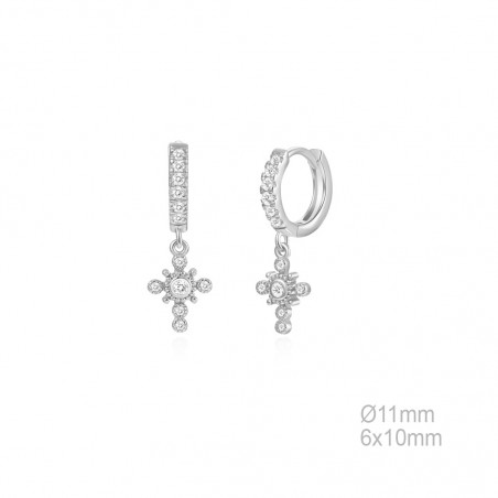 Pendientes Aro 10mm Cruz Circ 