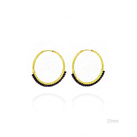 Pendientes Aro Dorado 25mm Multi-Onix 