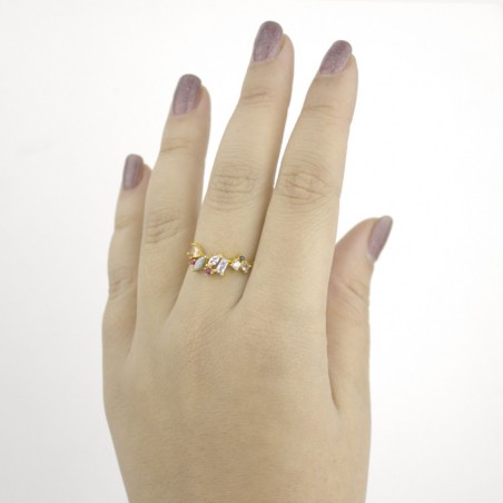 Anel de Prata Esterlina e Zircônia