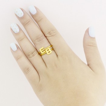 Silver ring | Letter E 2