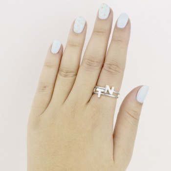 Silver ring | Letter T 2