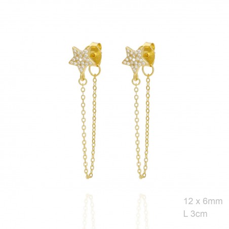 Pendientes Estrella Cadena Dorados Circ