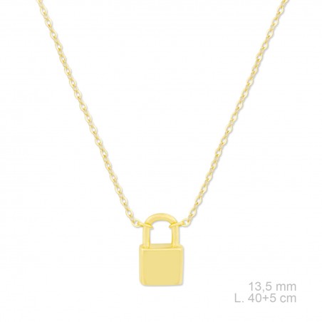Gargantilla Candado Liso Dorado