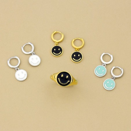 Pendientes Aro Smile Blancos