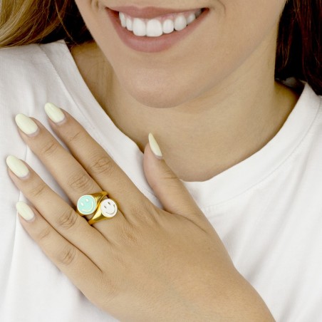 Anillo Sello ajust. Smiley Azul Do