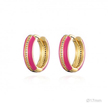 Pendientes Aro Esmalte Fuxia Circ