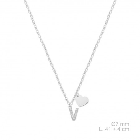 Silver necklace with cubic zirconium | V