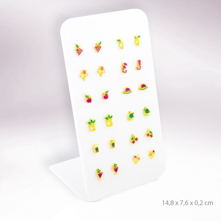 Présentoir - 12 paires de boucles d'oreilles (fermoir poussette)