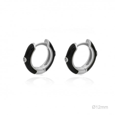 Pendientes Aro Esmalte Negro Circ