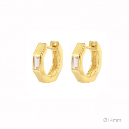 Pendientes Aro Dorado Hex Circ Blanca