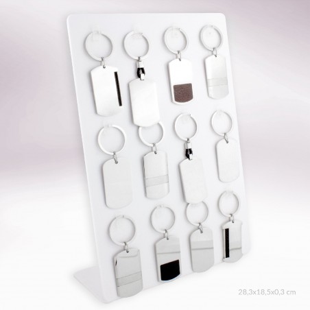 Présentoir - 12 porte-clés en acier