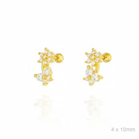 Pendientes Piercing Mini Dorado Flor Circ