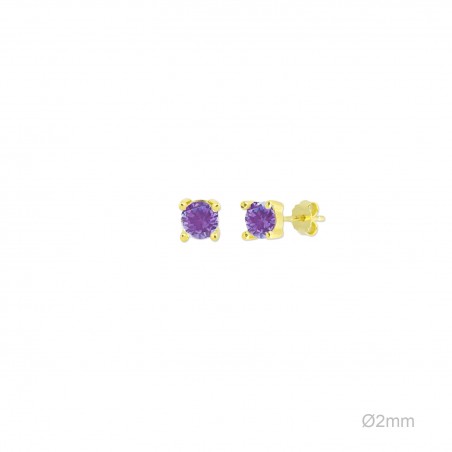 Pendientes Presión Dorado Circ Morada
