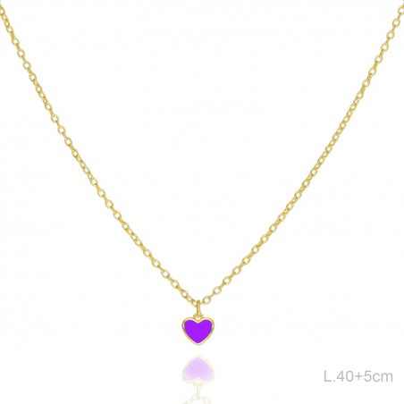 Gargantilla Dorada Corazón Esmalte Morado
