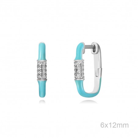 Pendientes Aro Rectángulo Esmalte Turquesa