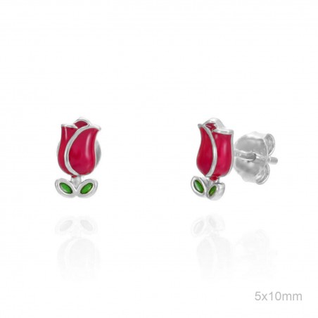 Pendientes Presión Rosa Esmalte