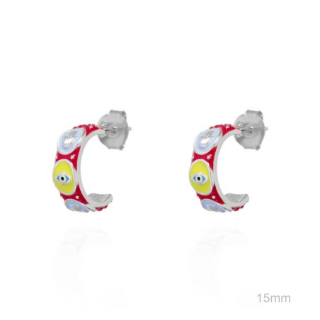 Pendientes Aro Presión Símbolos Esmalte