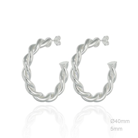 Pendientes Aro Rizado Liso 40mm