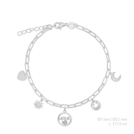 Silver bracelet with cubic zirconium