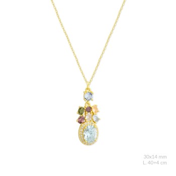 Silver necklace with cubic...
