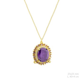 Silver necklace with cubic...